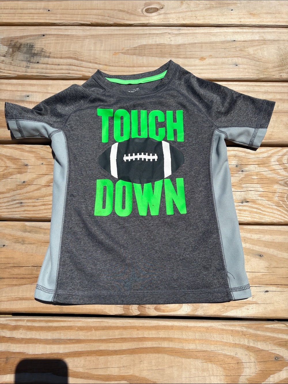 Kids' 'Touchdown' Athletic Tee - Gray with Neon Green